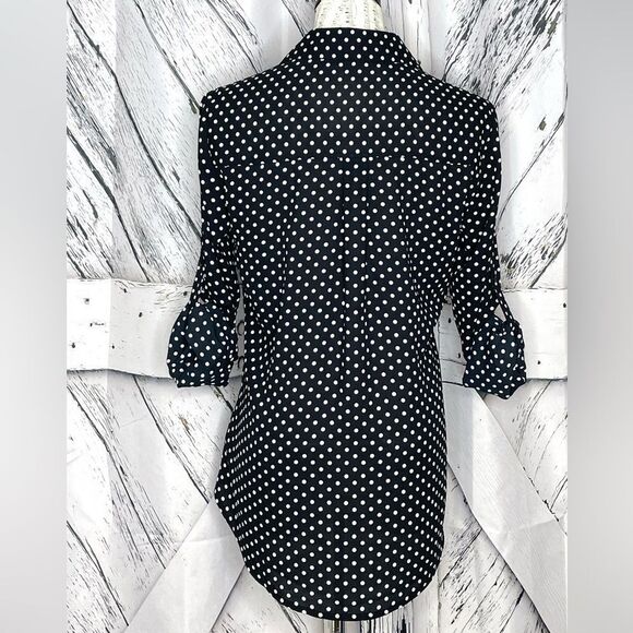 Express Portofino Slim Fit Polka Dot Shirt w/Embroidery M - Picture 6 of 9